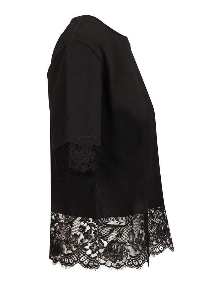 Mcqueen Lace Layer T-Shirt - Black | ae11ba7af612bcd4eed16fa612a10c8794ef40f7
