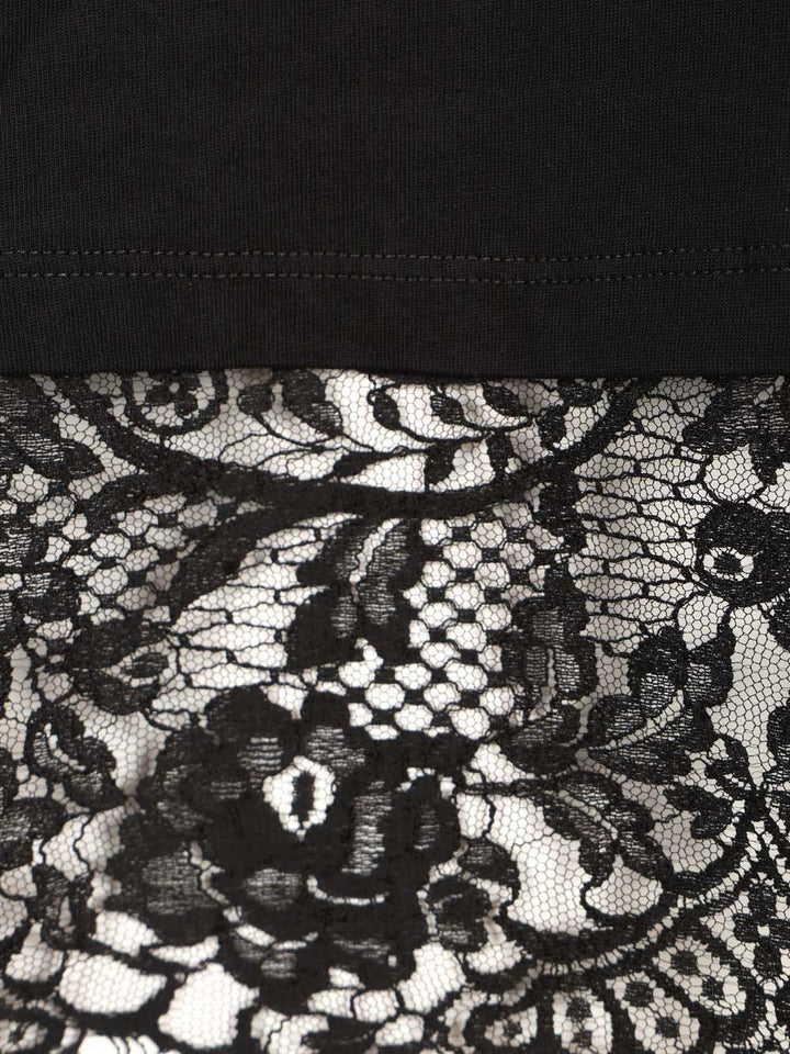 Mcqueen Cotton  With Lace T-Shirt - Black | 16401b9135cee80aa9bd0a2cd31dc8dff05cc263