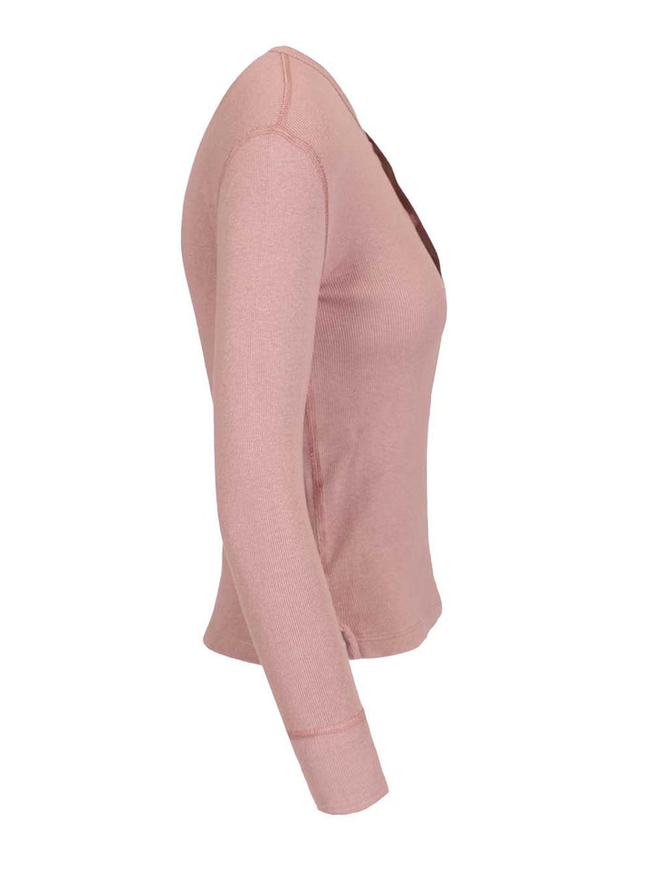 Chloe' Cotton Henley Shirt Sweatshirts - Rose | a08e3726f43f6b72494cae71c344189a257b9ce6