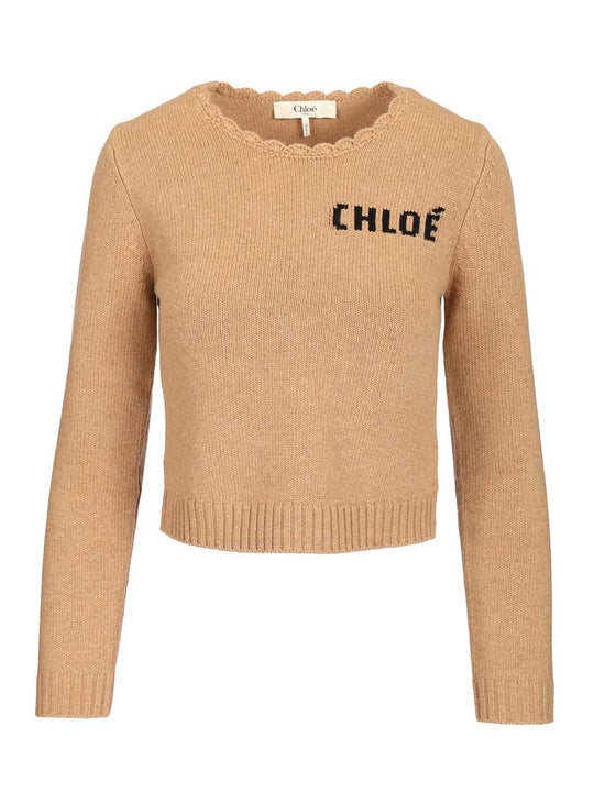 Wool Blend Sweater Knitwear Beige