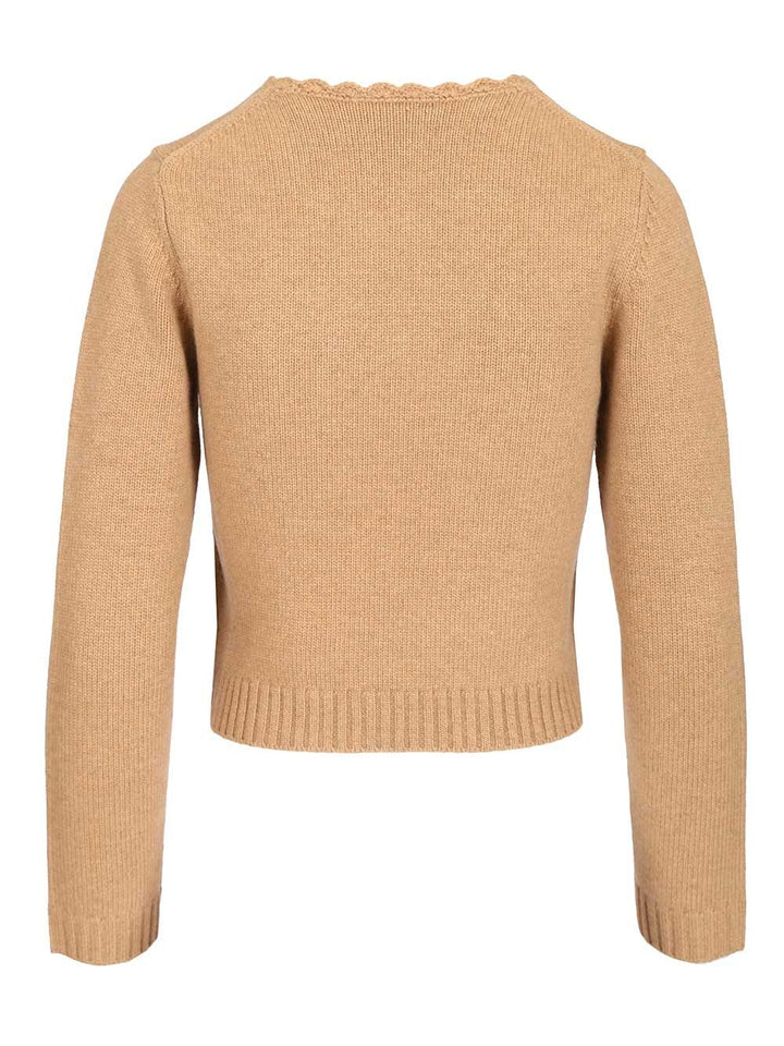 Chloe' Crewneck Sweatwer With Logo Knitwear - Beige | e4a63f0771878a6d2c2494aa66b907c86e6fa0c3