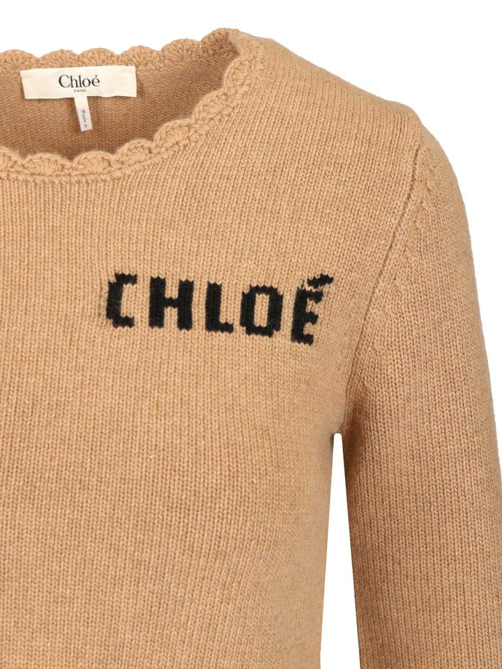 Chloe' Wool Blend Sweater Knitwear - Beige | 84817950f008fba0d06d27cb849382a8130a2d76