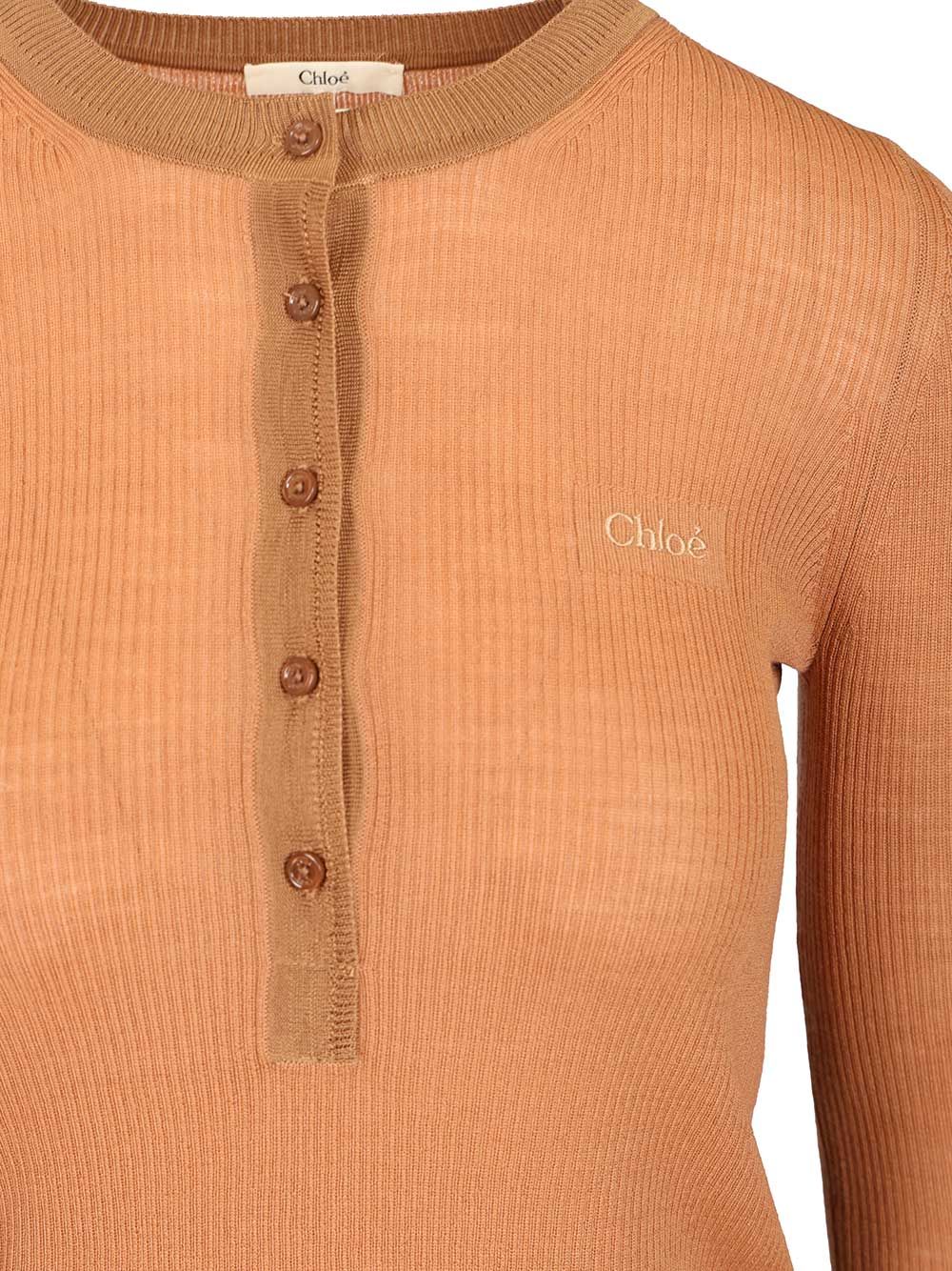 Chloe' Henley T-Shirt - Brown | 09619a509eb63428ad066aff7a396be73b14b4a1