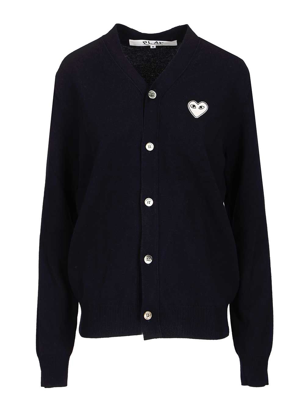 Comme Des Garcons Play Wool Cardigan Knitwear - Blue | c12404649c28e5a102c133fea3bc31d407b8b2b2