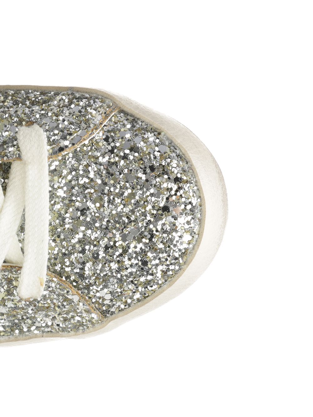 Golden Goose Deluxe Brand Super Star Glitter Upper Toe Tongue And Heel Laminated Star Sneakers - Silver | 398927144d5e4f58c9d7bc330464a76f9996ef28