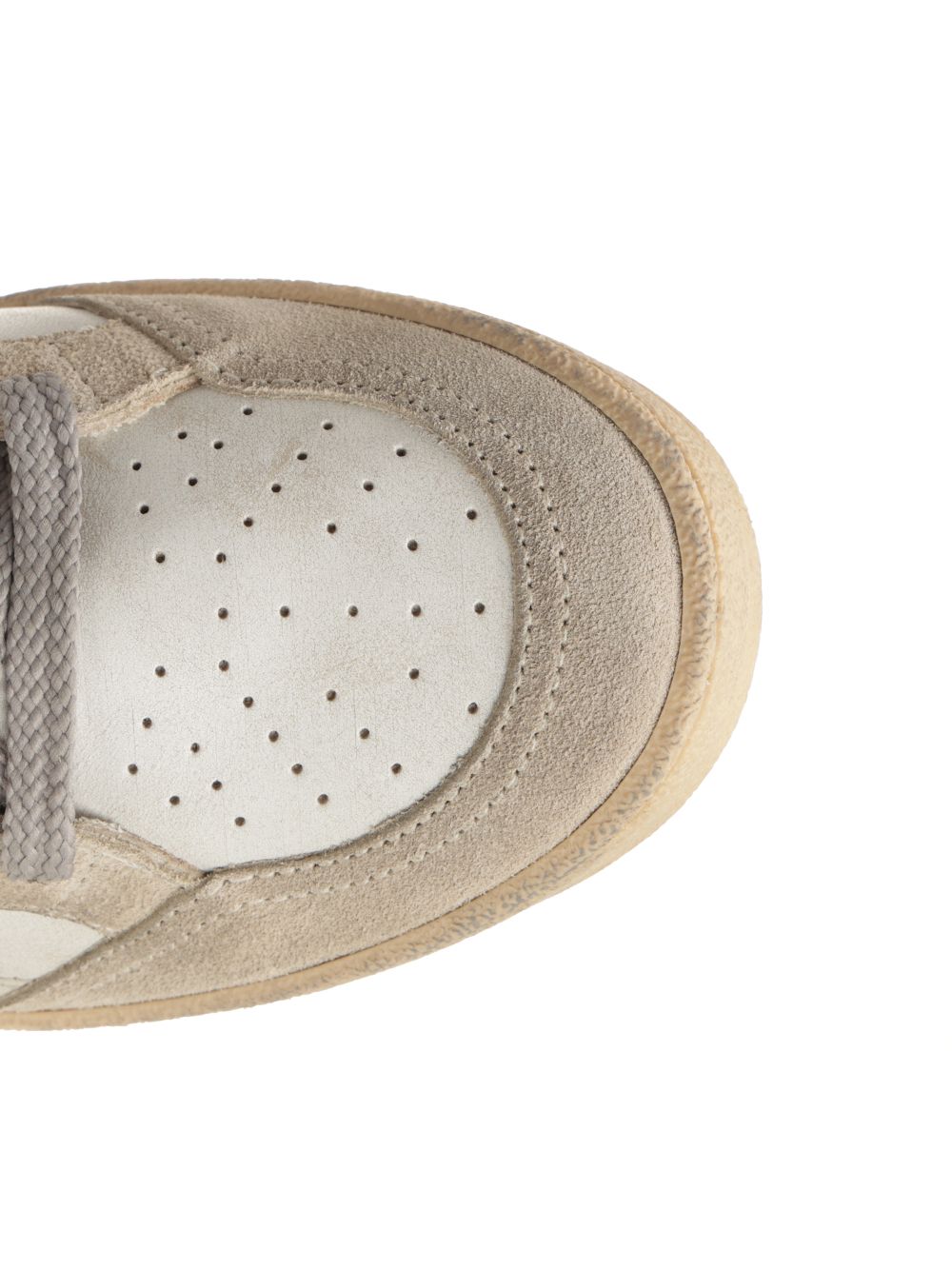 Golden Goose Deluxe Brand Ballstar Leather And Suede Upper Leather Tongue Star And Spur Suede Toe Printed Leather Heel Sneakers - Beige | 3a933d53a00d13c746af5356b09f6b40877ad5f3