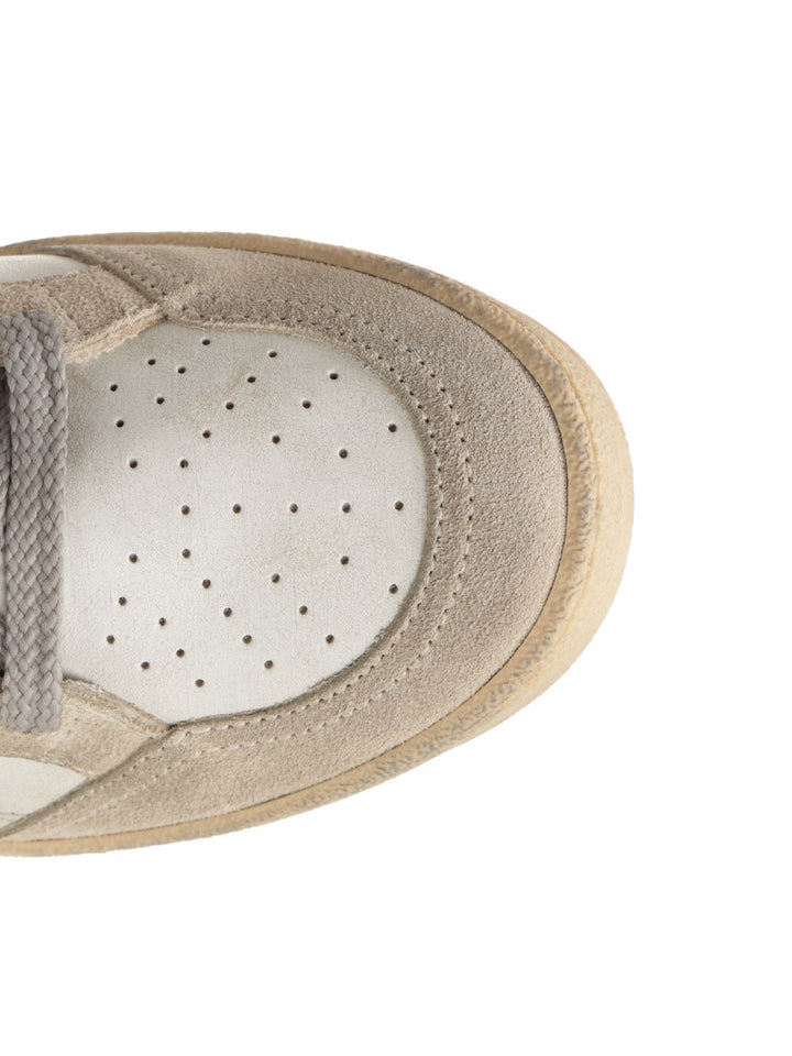 Golden Goose Deluxe Brand Ballstar Leather And Suede Upper Leather Tongue Star And Spur Suede Toe Printed Leather Heel Sneakers - Beige | 3a933d53a00d13c746af5356b09f6b40877ad5f3