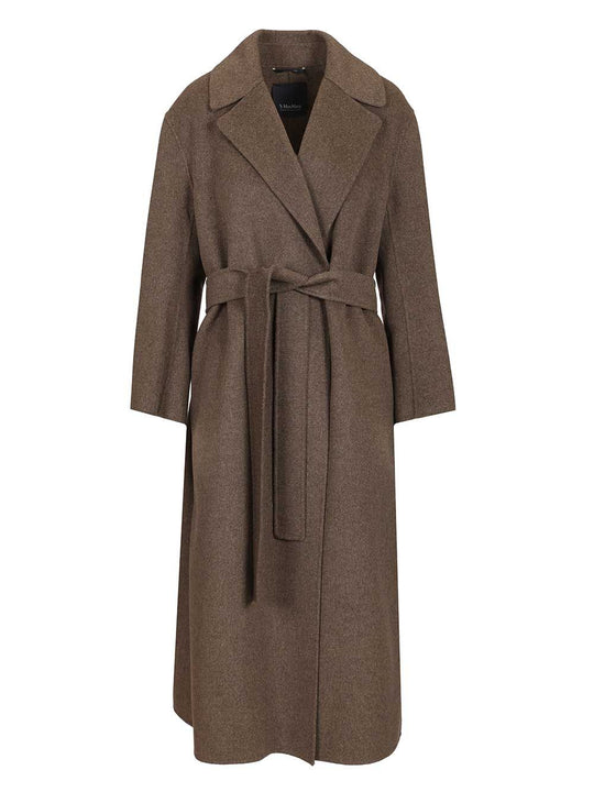 Luna Long Wool Coat Side Slits With Belt Coats Red
