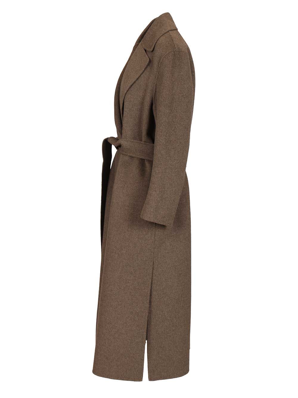 'S Max Mara Luna Long Wool Coat Side Slits With Belt Coats - Red | 69a890a2a40a5b9e4c6d15e023c68858a7b2173a