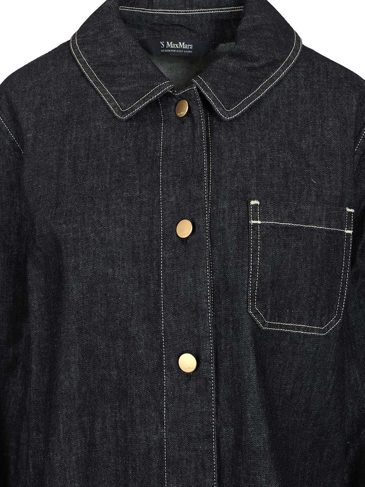 'S Max Mara Enfasi Denim Shirt With Contrast Stiching Casual - Blue | bc9dd4f5ea1714af4aed4e9eb85633c8305da579