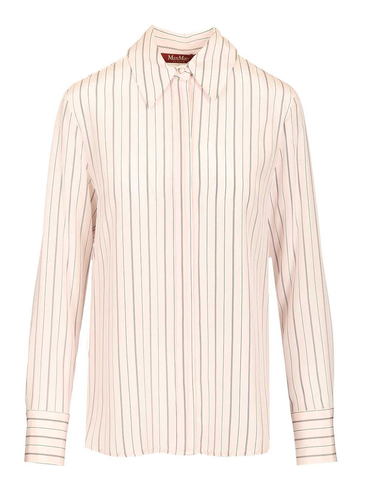 Max Mara Studio Mstflirt Silk Striped Shirt Shirts - Rose | fa4ee2d62cefab10c1644c7a58a6ad4720d9de1a