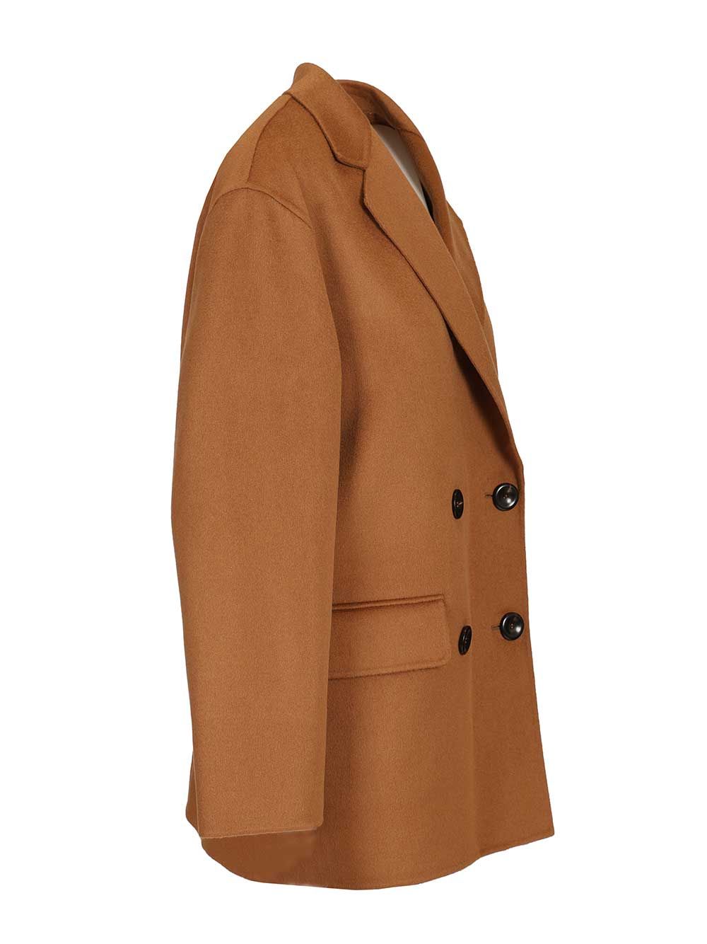 Max Mara Studio Caban In Wool And Silk Coats - Brown | 056946f5f348410a8f79d58fb22b8f45fc8002ea
