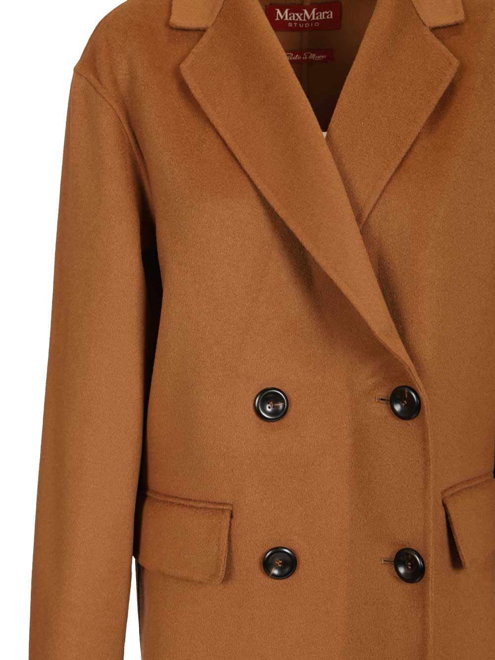 Max Mara Studio Caban In Wool And Silk Coats - Brown | ad5384d8c49a424f7e251c3b093cfdaae2ff12b8