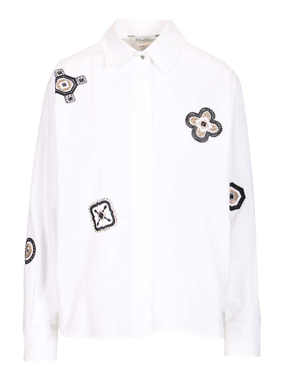 Max Mara Embroidered Poplin Shirt Shirts - White | 9fcdf3c393ad59e7cd07e1bc407c536b09be8b44