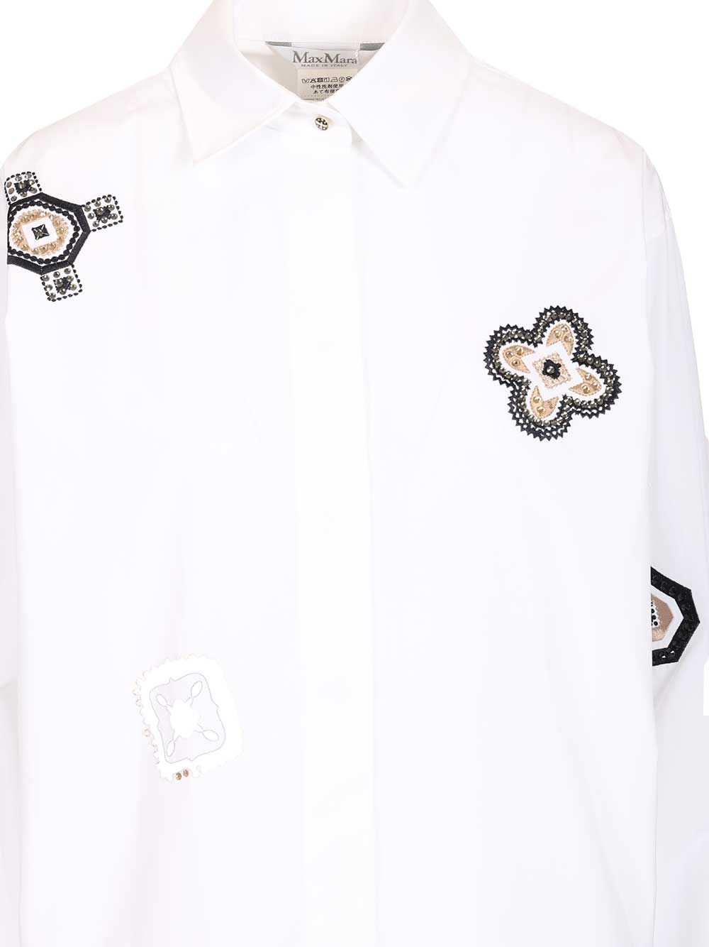 Max Mara Embroidered Poplin Shirt Shirts - White | 03d9ea5c47abd29632f27e15e93899328ce5448b