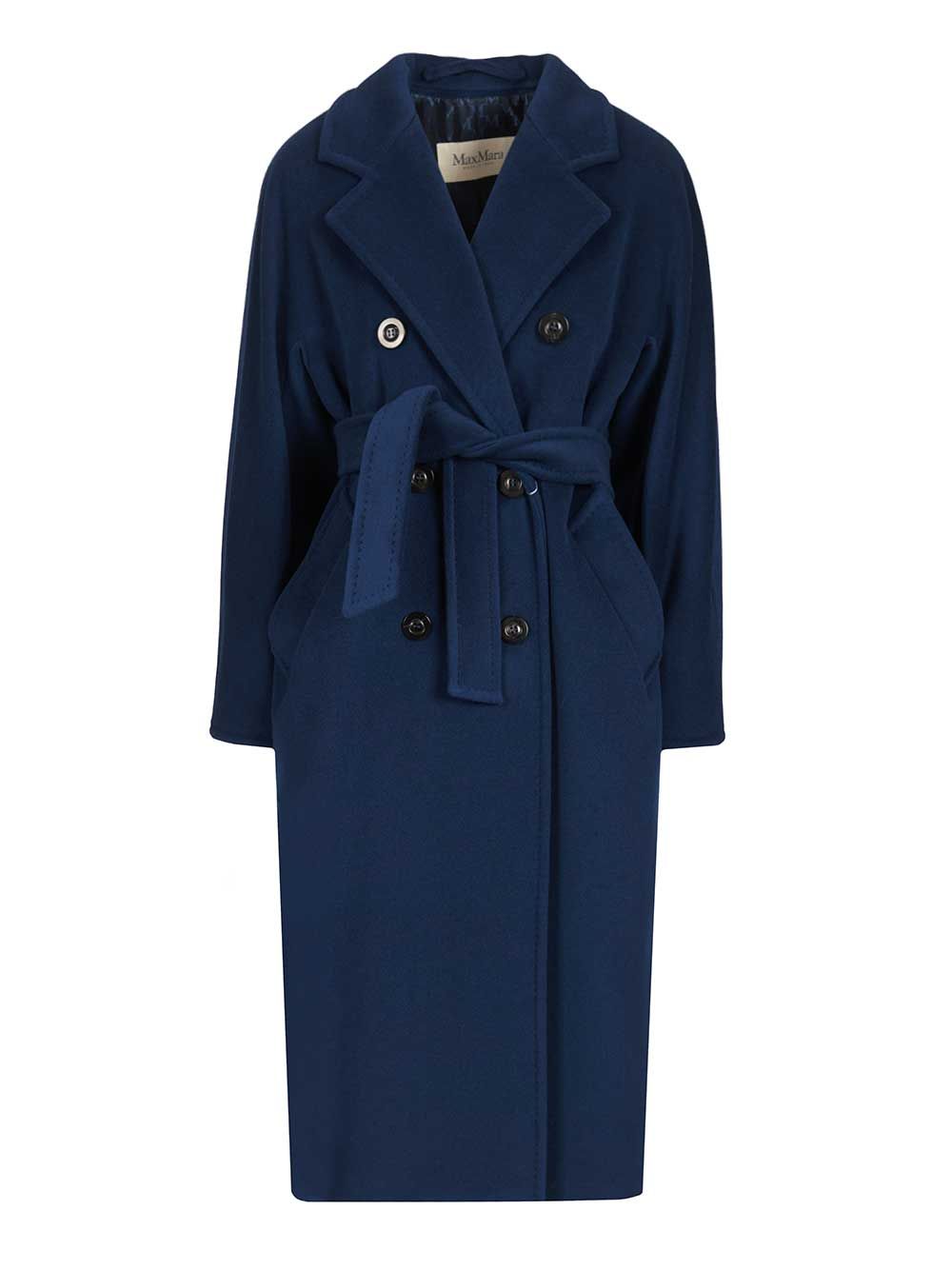 Max Mara Madame Wool Cashmere Double Breasted Coat Coats - Blue | 70631638ffe05ed9d5ce5b77f2c5704ab178e5ac