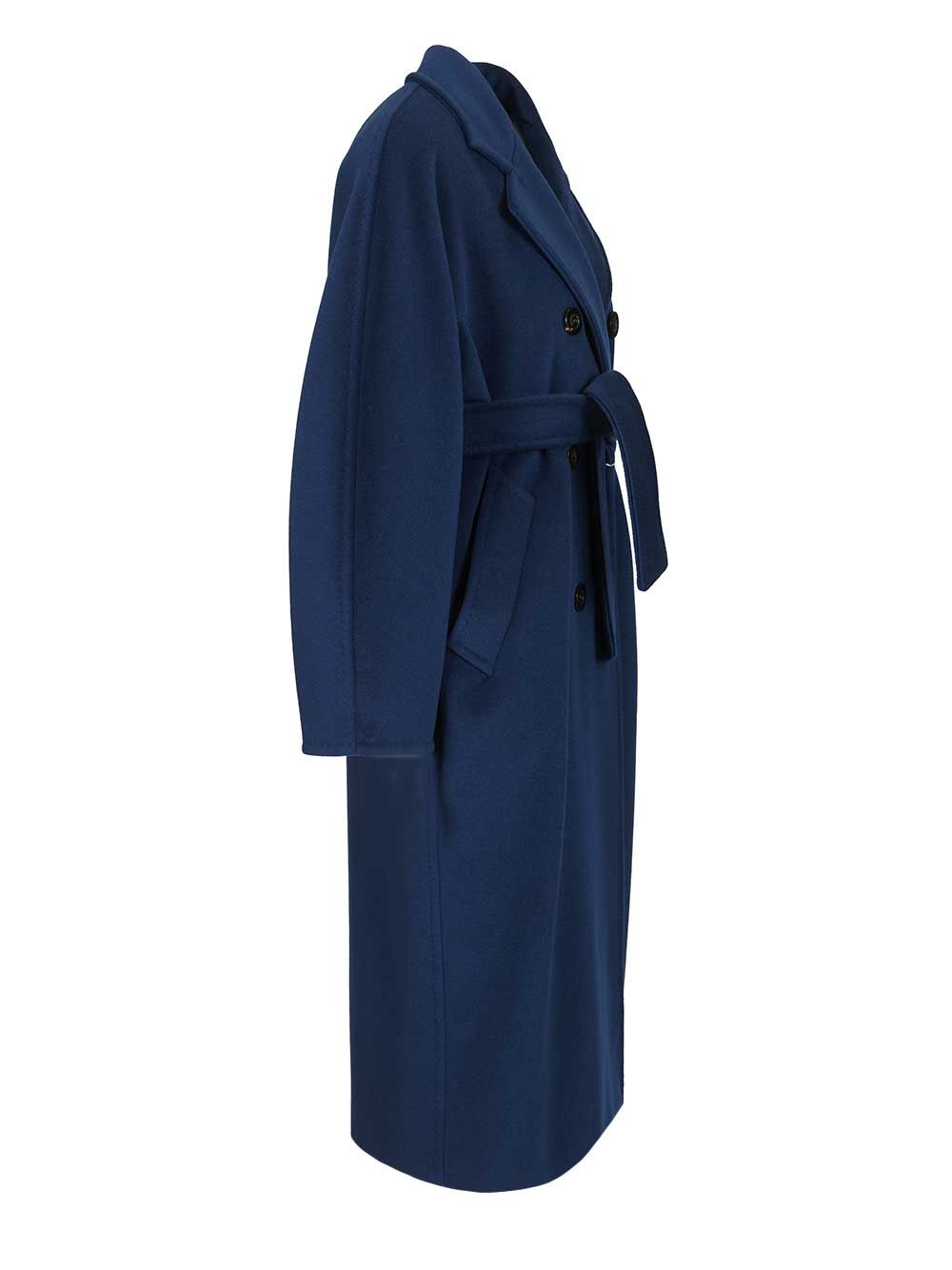 Max Mara Madame Wool Cashmere Double Breasted Coat Coats - Blue | 68044ea12facfda42416d10b1a88e69cfdf1f717