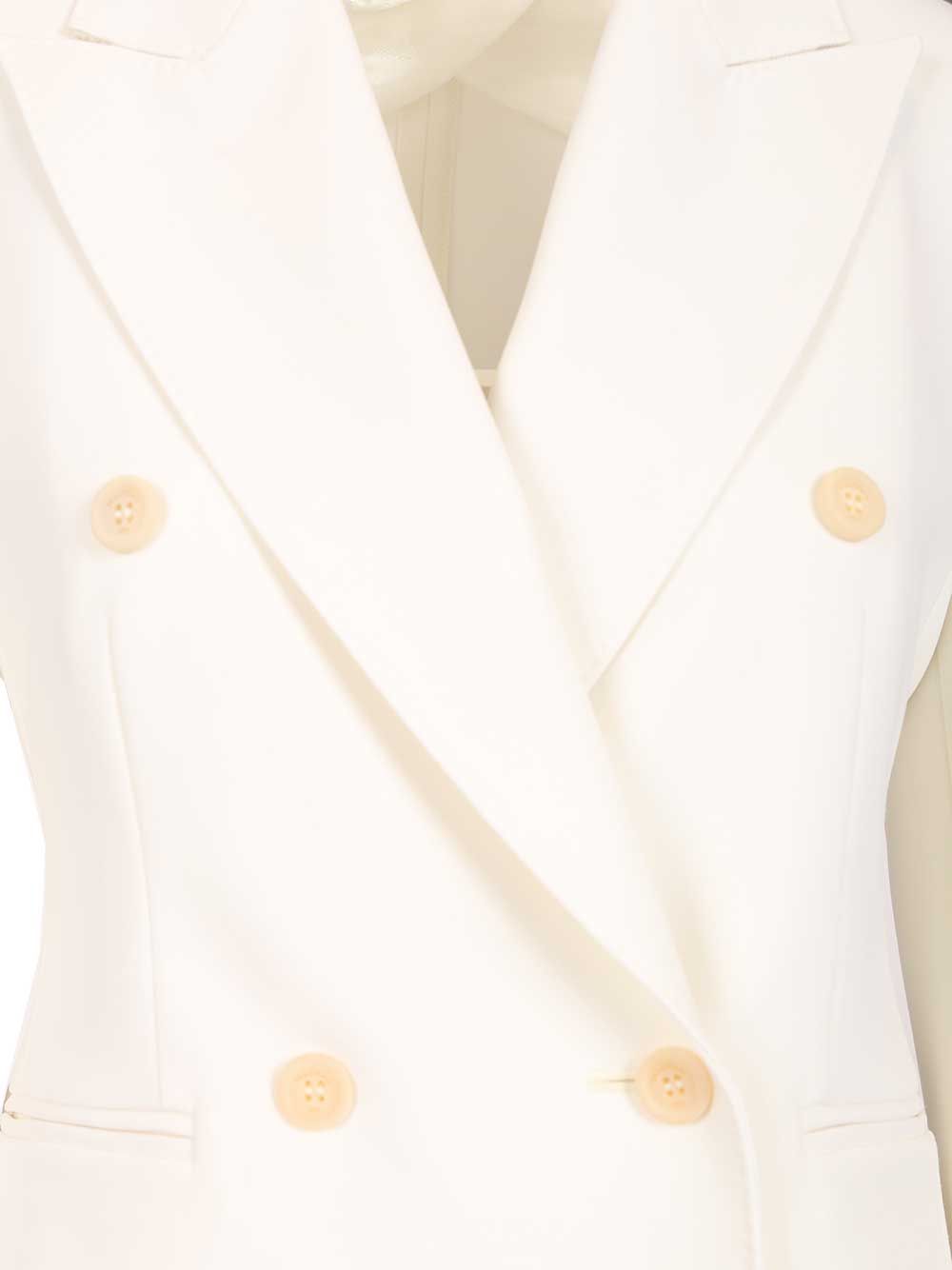 Max Mara Wool Canvas Crop Blazer Jackets - White | fd8674824a43f413783eda4f943a79235053e5bf