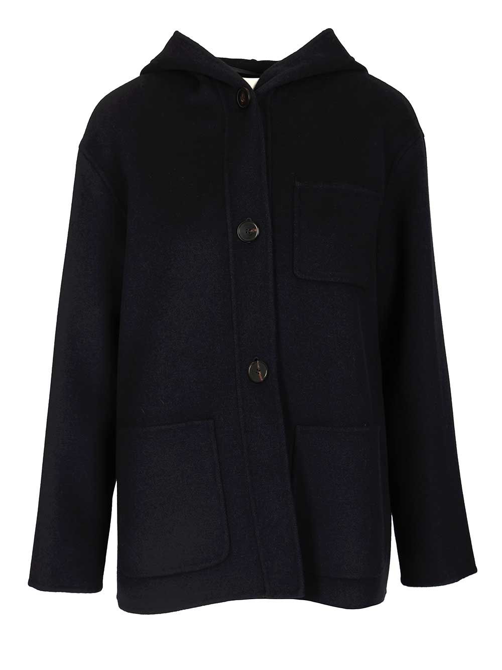 Max Mara Studio Mstpaglie Hooded Overshirt Coat Coats - Blue | 9aa7dcff5cb2040df81ccead353382f979992cd3