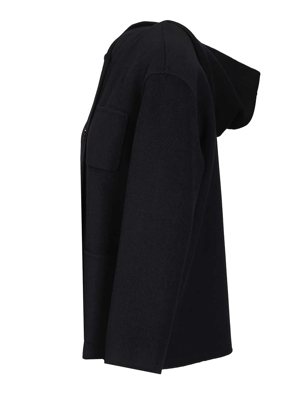 Max Mara Studio Mstpaglie Hooded Overshirt Coat Coats - Blue | 428f8097aec0733c64490fdd23440e644ec9f0a8