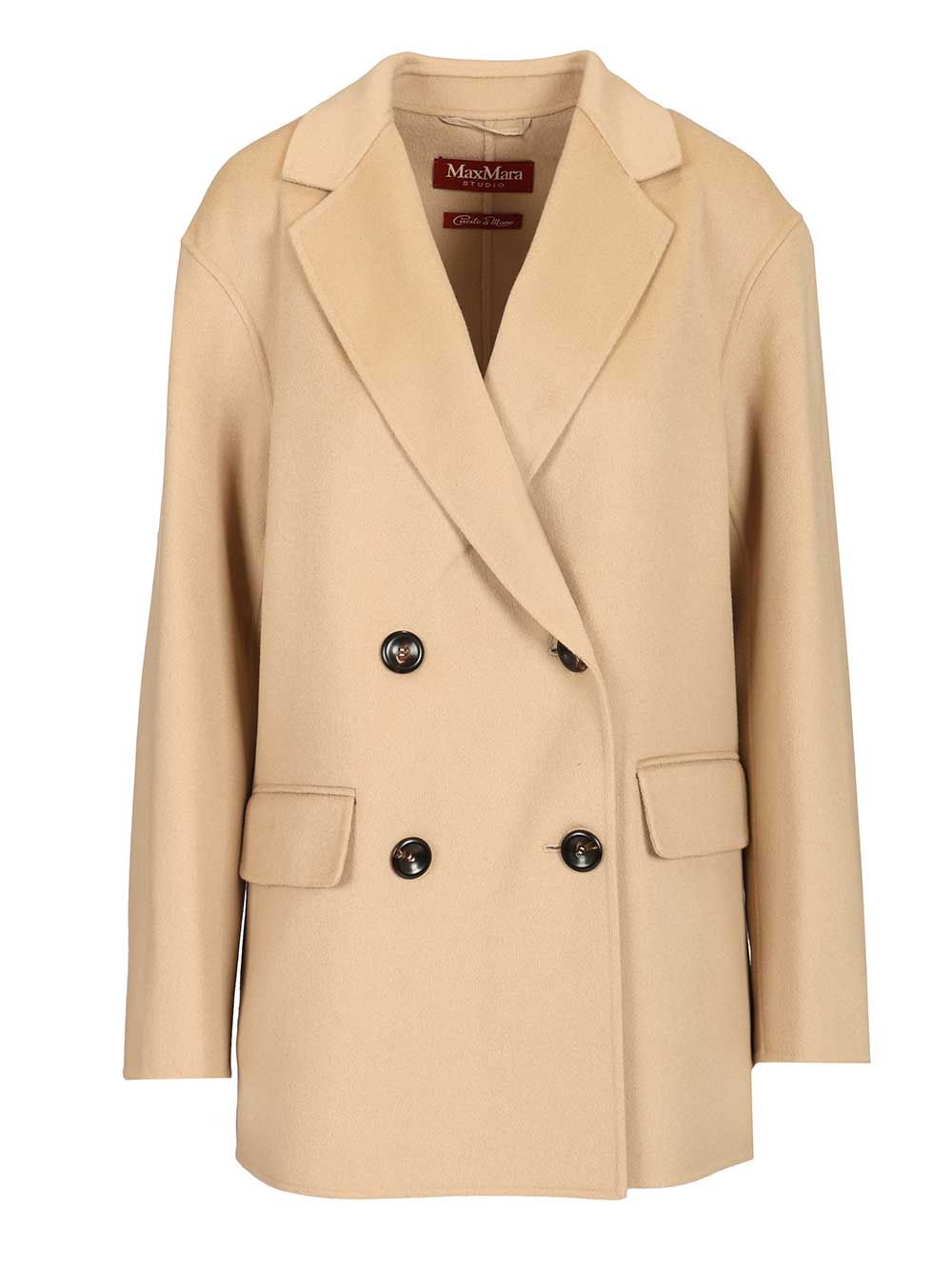 Max Mara Studio Caban In Wool And Silk Coats - Beige | 0c33bc2dfe30ef2249e2f7ce4d75f62a4e0d5e8b