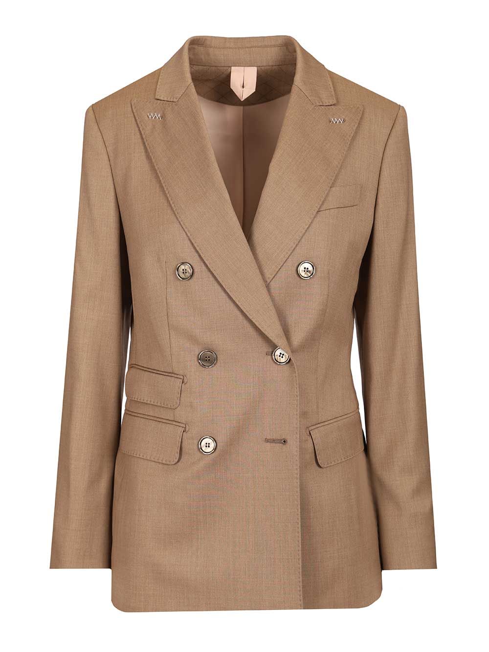 Max Mara Cupola Double Breasted Tailoring Blazer Jackets - Brown | 541caab7c2b3f341439e27c4e4ae77e16869d72a