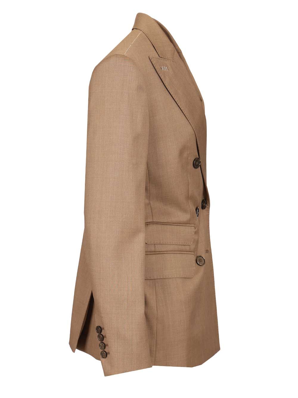 Max Mara Cupola Double Breasted Tailoring Blazer Jackets - Brown | 88f652f3c6fb0ce93e8f4b91020684ca52b6eb5b