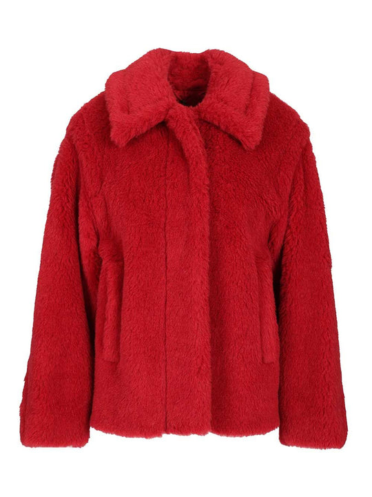 Alpaca And Wool Teddy Crop Coat Coats Red