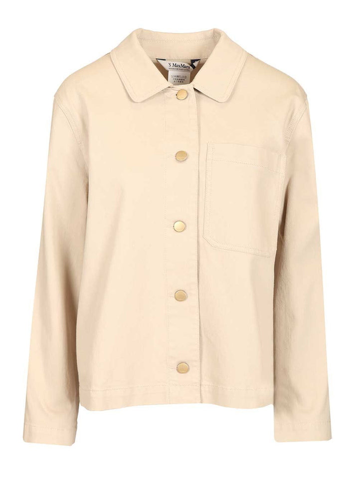 'S Max Mara Fascino Cotton Canvas Shirt Casual - Beige | dfd5072993be0488c26f0d9a1984eedb48bd52f5