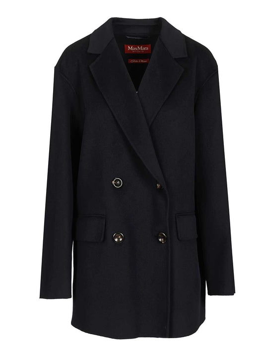 Caban In Wool And Silk Coats Blue