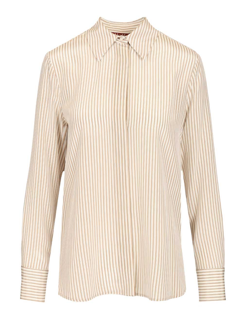 Max Mara Studio Crêpe De Chine Shirt Shirts - Beige | 85c97354940bab9de036ac2227056946508d0b16