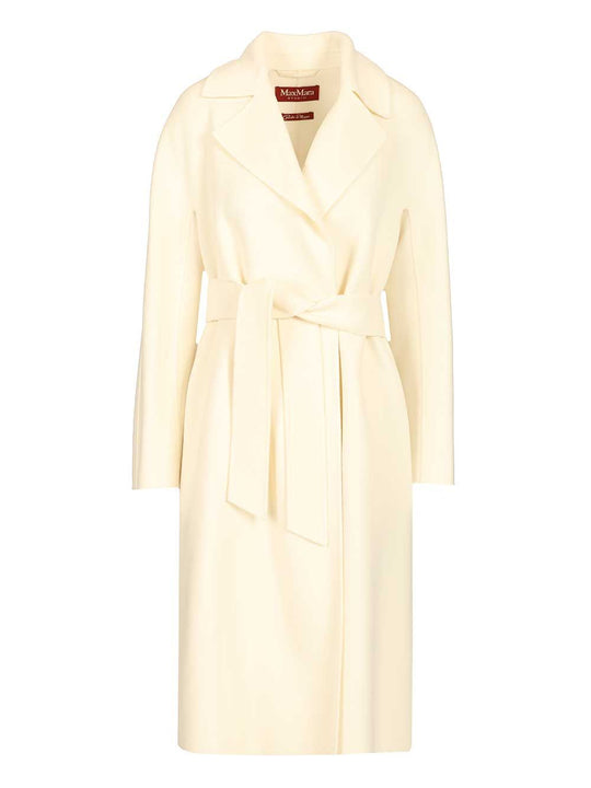 Mstcles Wool-Silk-Cashmere Vestaglia Coat Coats White