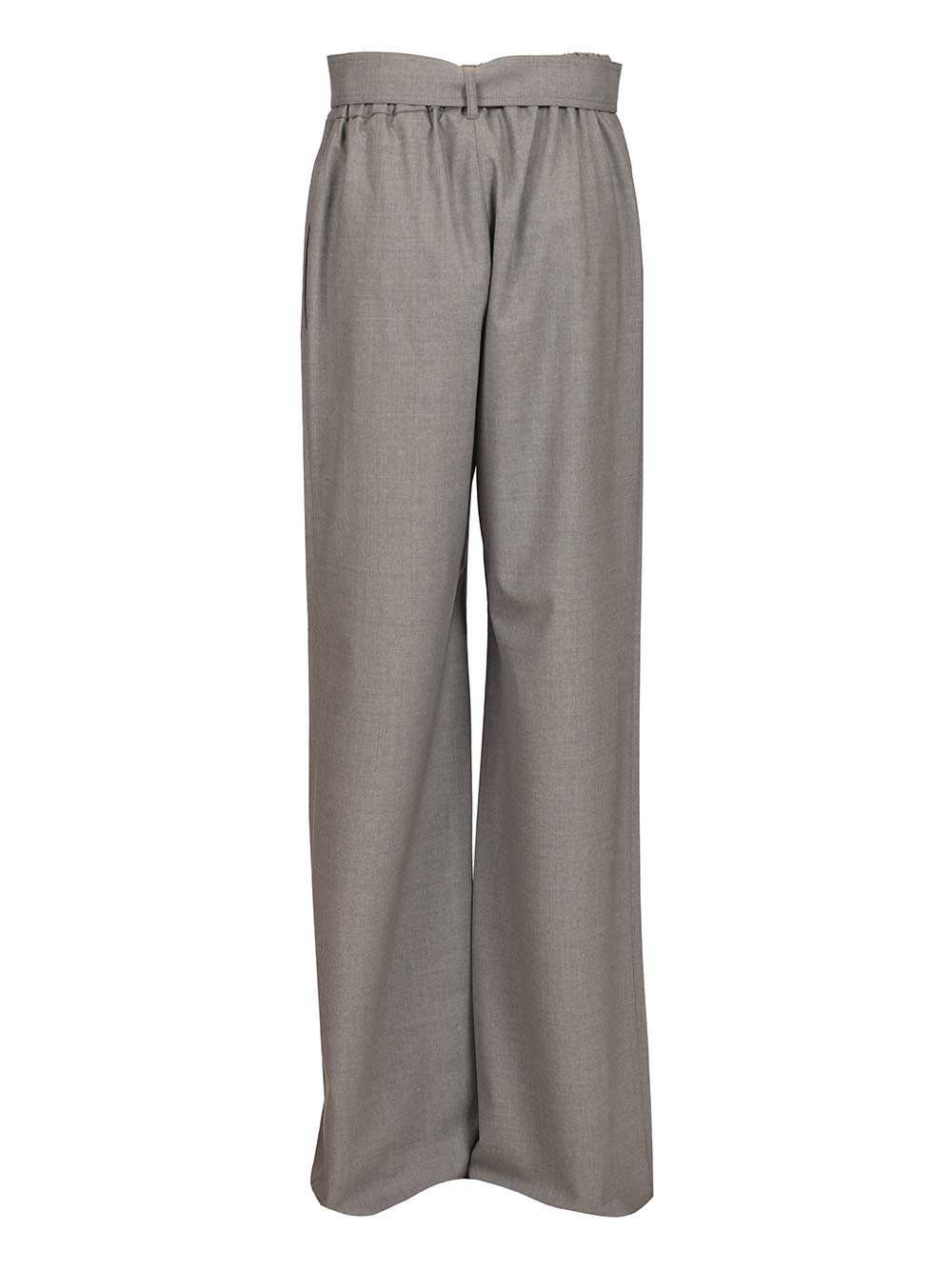 Max Mara Salpa Wide Leg Wool Pants With Belt Trousers - Grey | 3de9c0743641667d8cc193ead9772e802b40c11e
