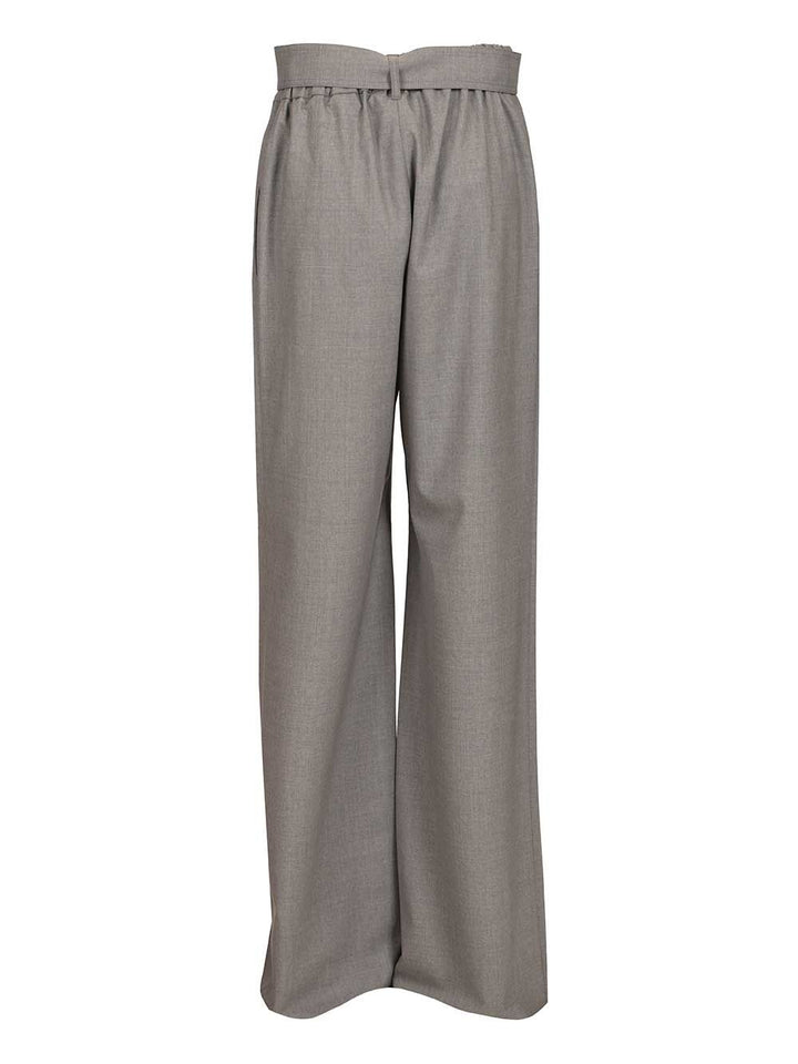 Max Mara Salpa Wide Leg Wool Pants With Belt Trousers - Grey | 3de9c0743641667d8cc193ead9772e802b40c11e