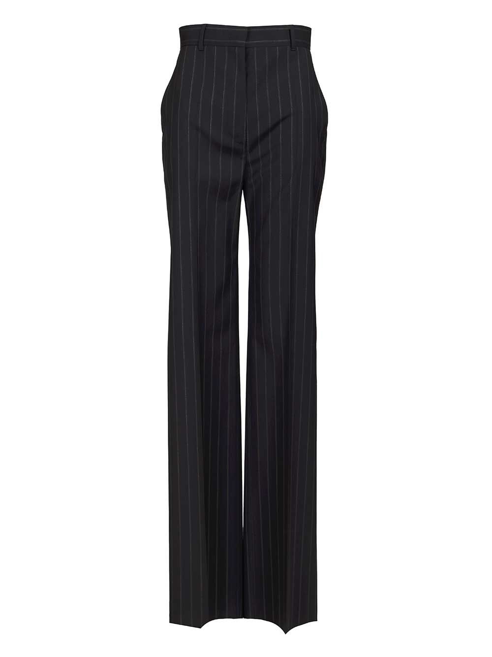 Max Mara Studio Pinstriped Wool Trousers - Blue | f373060eb91c673517b66b766a9e84cb7dd2bf80