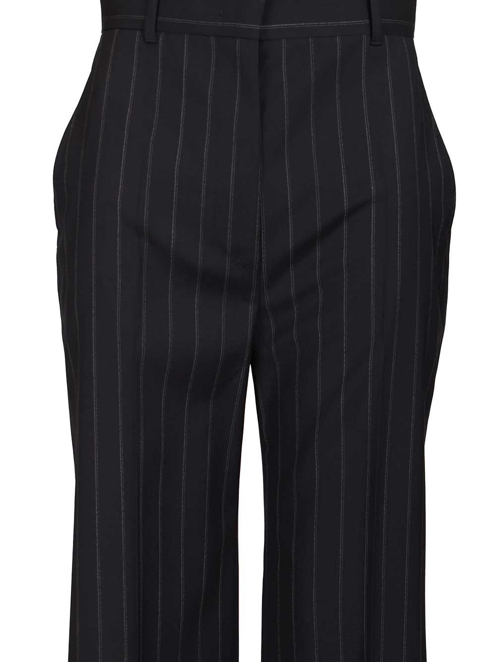 Max Mara Studio Mstenfasi Wool Straight Pants Trousers - Blue | 47ecd2470968a42dddefaf32c04f86bd6d409323