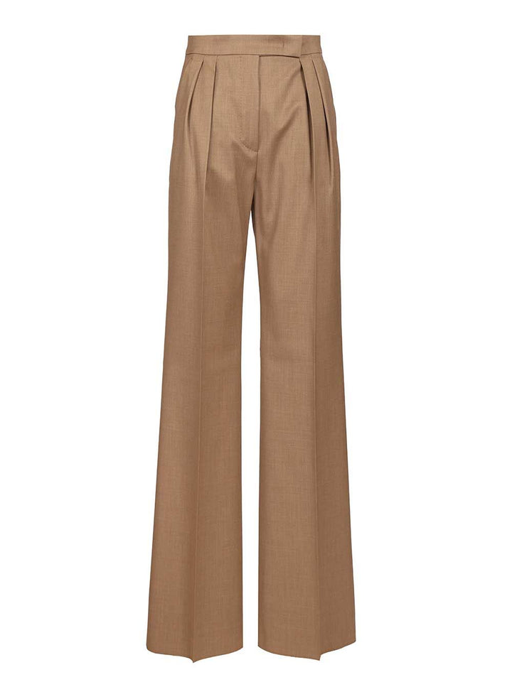Max Mara Zimino Double Pleats Wool Pants Trousers - Brown | a4d893c2ff46bfbc048a9eef86261c2d5f57190d