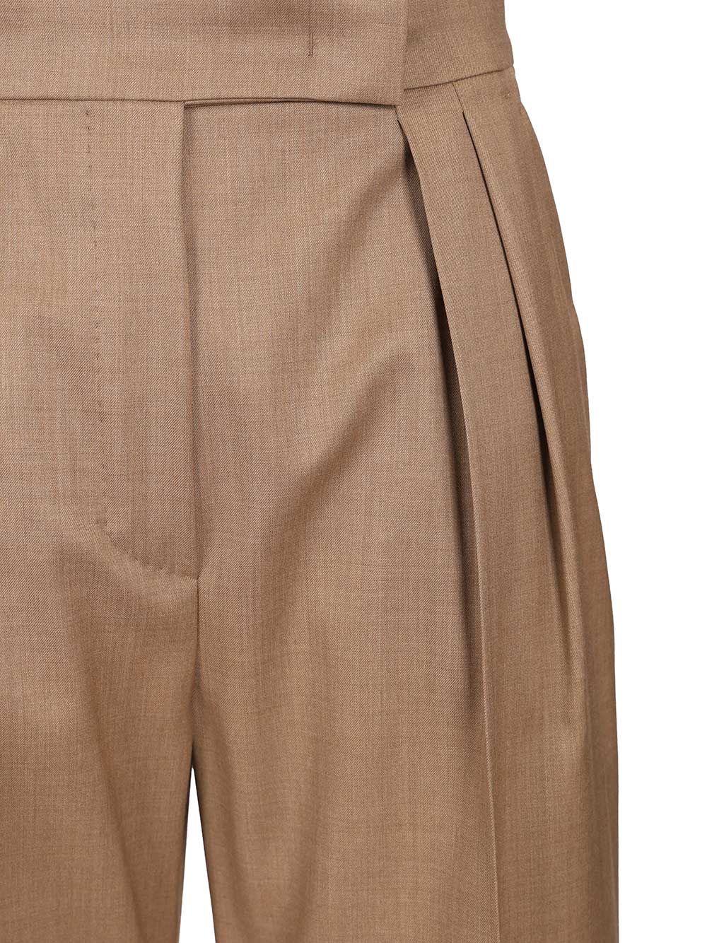 Max Mara Zimino Double Pleats Wool Pants Trousers - Brown | d4ae03a5c65956e68b40e48fefdf55ef6879cf79