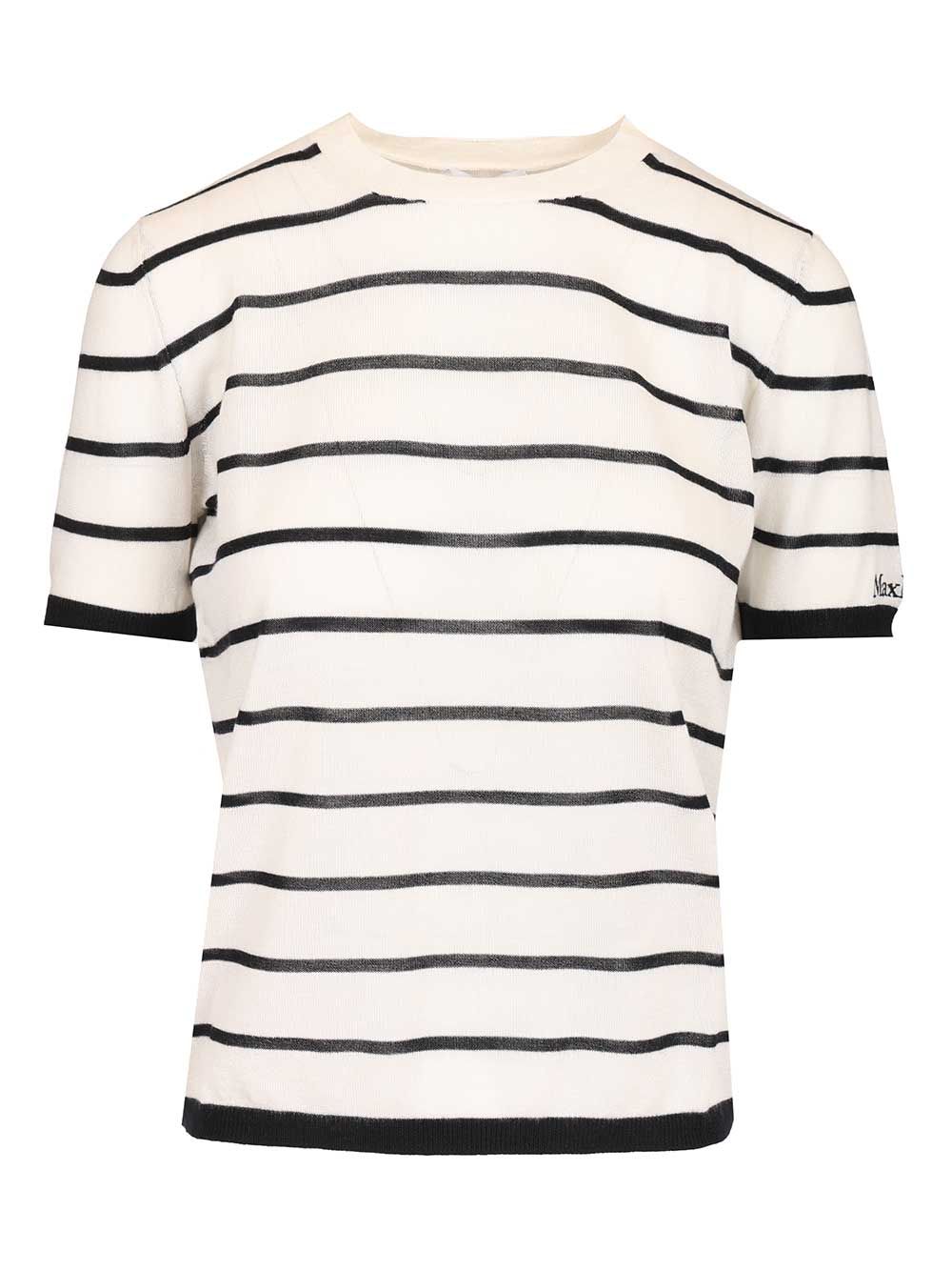 Max Mara Favetta Sweater In Cashmere And Silk Blend T-Shirt - White | fc5361968f5b9da447b381beba9d15cc264db66b