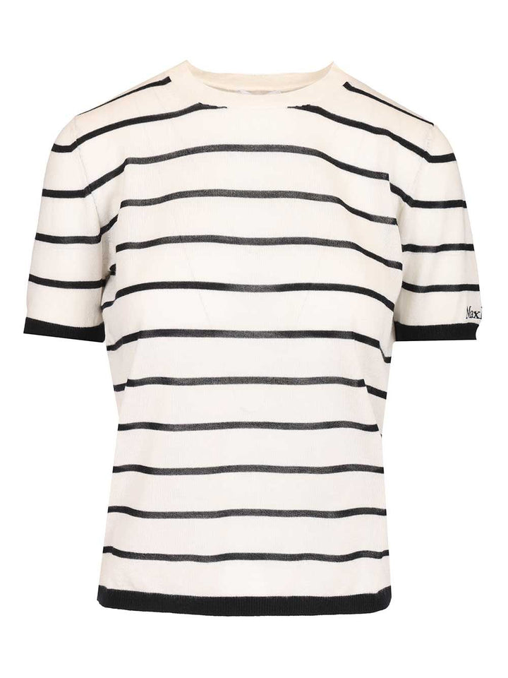 Max Mara Favetta Sweater In Cashmere And Silk Blend T-Shirt - White | fc5361968f5b9da447b381beba9d15cc264db66b