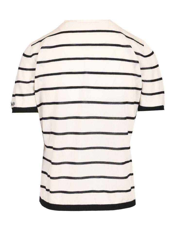 Max Mara Favetta Sweater In Cashmere And Silk Blend T-Shirt - White | afc1083892eb0d7e422f6ca8831373f039197be0