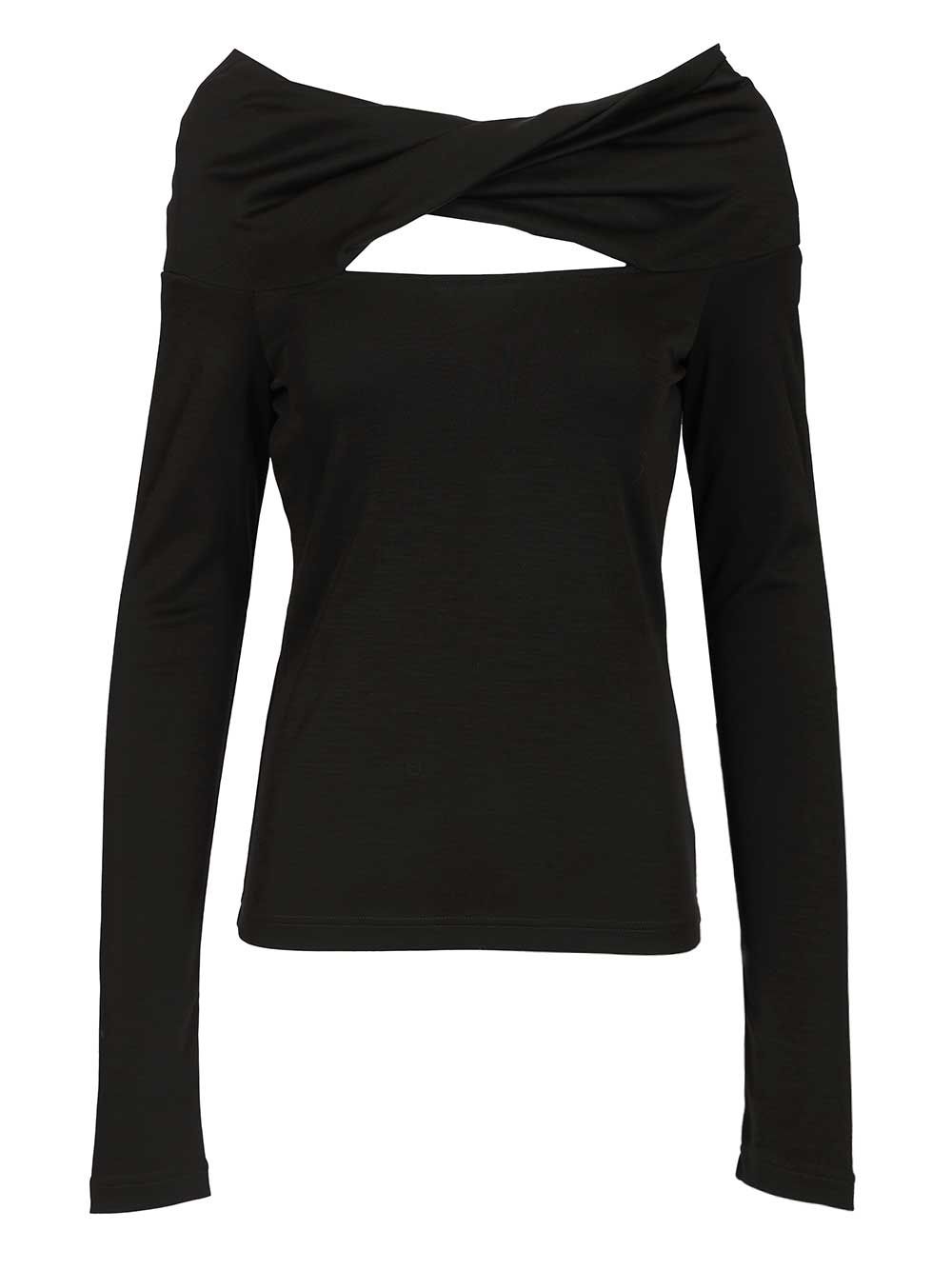 Max Mara Orafo Off-Shoulder Top In Virgin Wool Tops - Black | 6640a98fe86c7932588cb025ab1cd0ad85a293c3