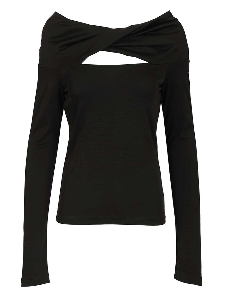 Max Mara Orafo Off-Shoulder Top In Virgin Wool Tops - Black | 6640a98fe86c7932588cb025ab1cd0ad85a293c3