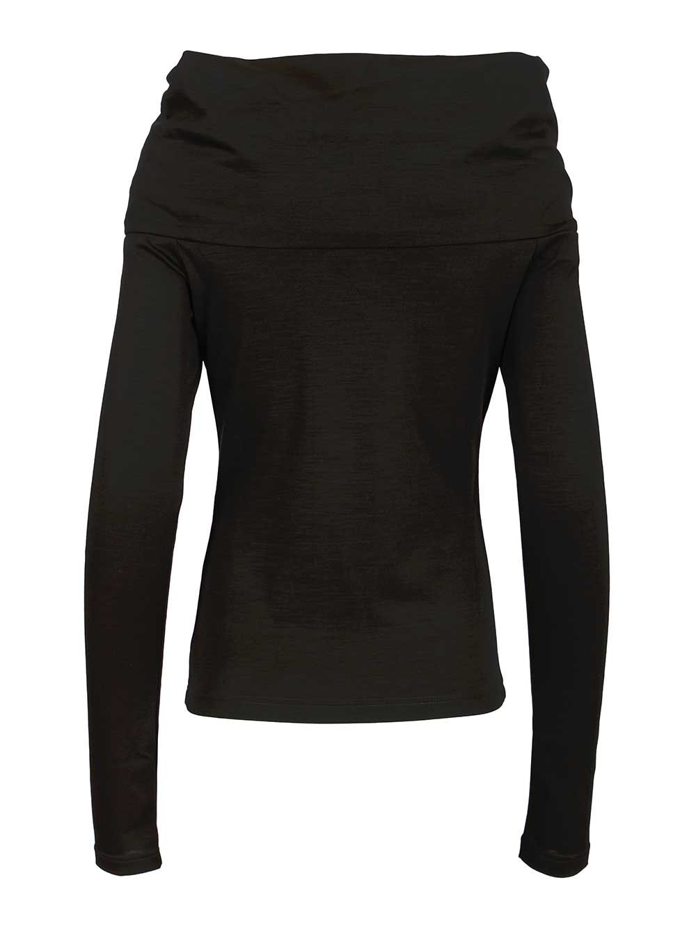 Max Mara Orafo Off-Shoulder Top In Virgin Wool Tops - Black | 0d9af546e6502fa9b1733bbbf27882987c09e3c4