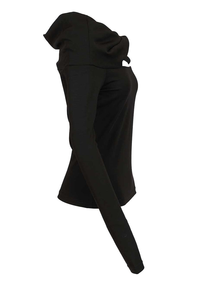 Max Mara Orafo Off-Shoulder Top In Virgin Wool Tops - Black | 1ebdb3bc2bd0f64d2fb57c9b4f39ea32def3775f