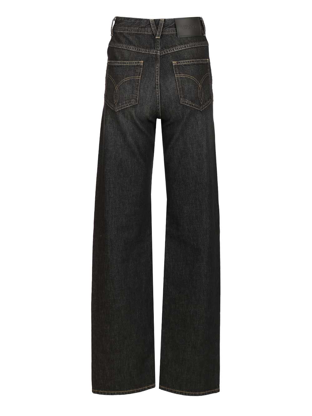 Versace Pant Denim Stone Washed Black With Studs Jeans - Black | 18de83347c1e36c756f6cd3b440672fa19148e95