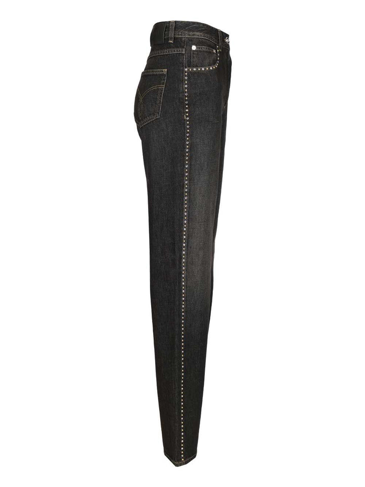 Versace Pant Denim Stone Washed Black With Studs Jeans - Black | 3f0f419c356c3f3137bc9c94a635bdd1e3cddcbf
