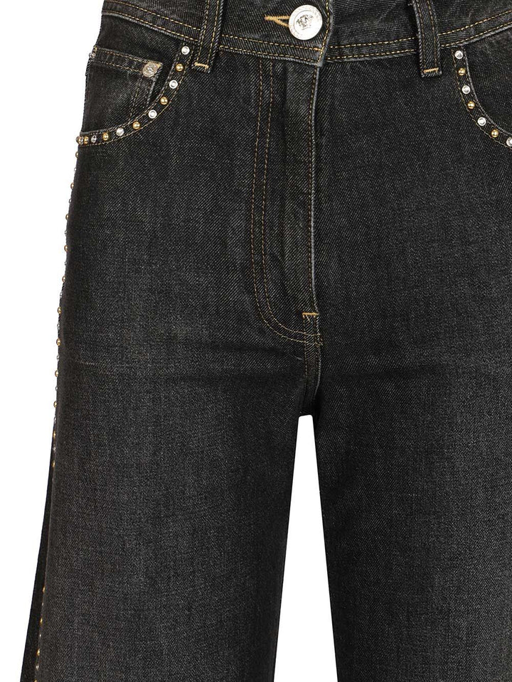 Versace Pant Denim Stone Washed Black With Studs Jeans - Black | 945d4b6b821f939cc8145084b4ecd97aded2f29c
