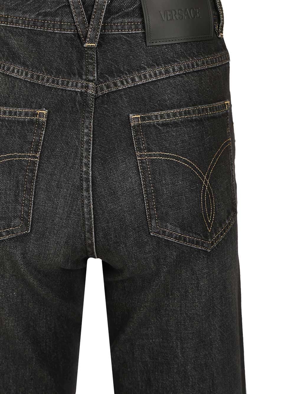 Versace Regular High-Waisted Decorated Jeans - Black | 290993f37780aa381da478a5b77d4a3450685267