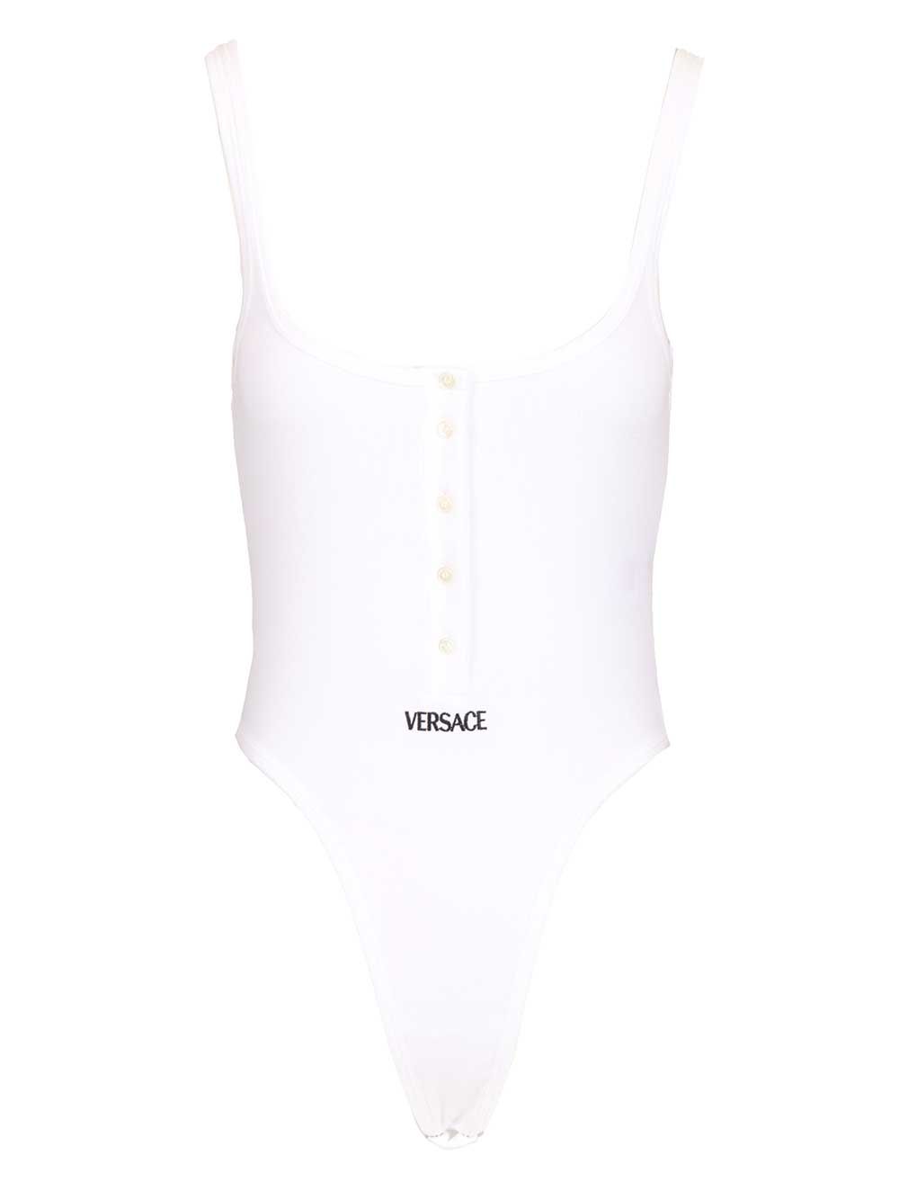 Versace Organic Cotton Bodysuit Tops - White | 776b06e88a1a6cc3d56314a9e24443e35b3b7f3c